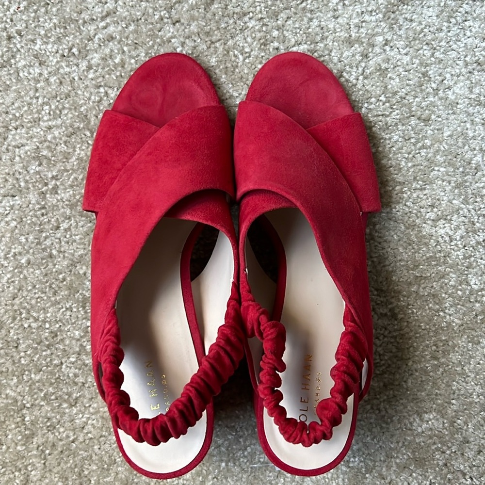 Cole Haan Red Suede Slingback Sandals